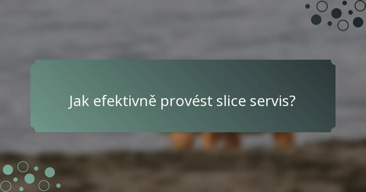 Jak efektivně provést slice servis?