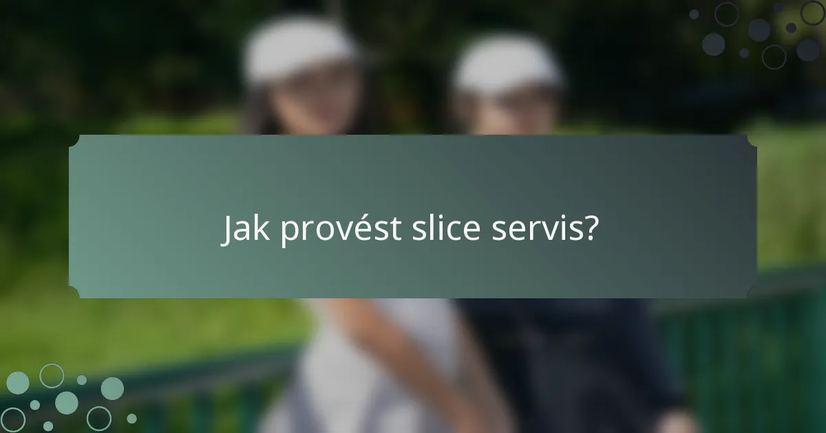 Jak provést slice servis?