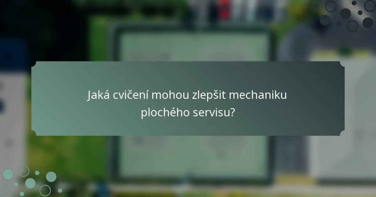 Jaká cvičení mohou zlepšit mechaniku plochého servisu?