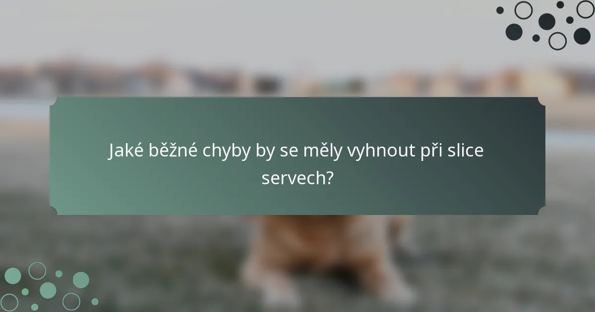 Jaké běžné chyby by se měly vyhnout při slice servech?