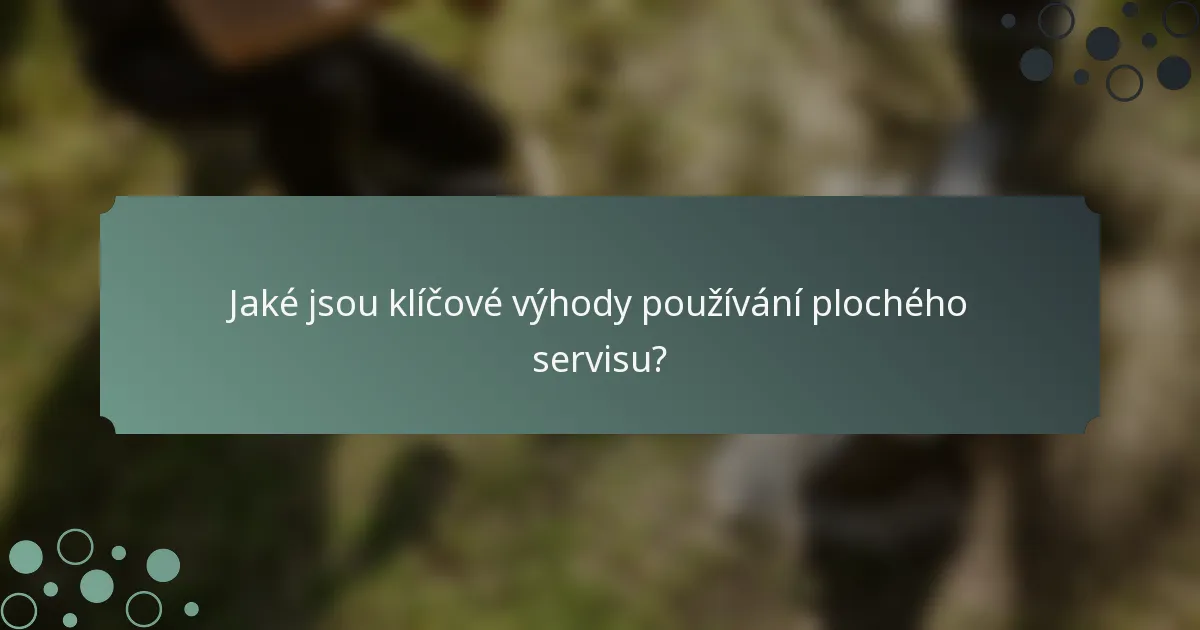 Jaké jsou klíčové výhody používání plochého servisu?